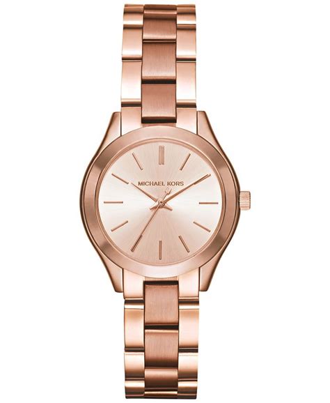 michael kors mini slim runway stainless steel bracelet three-hand watch|Michael Kors watches for women.